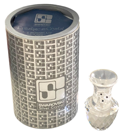 Swarovski Crystal Vase Frosted Flowers #7511 Figurine Austria‎ With Box-Retired - Picture 1 of 6